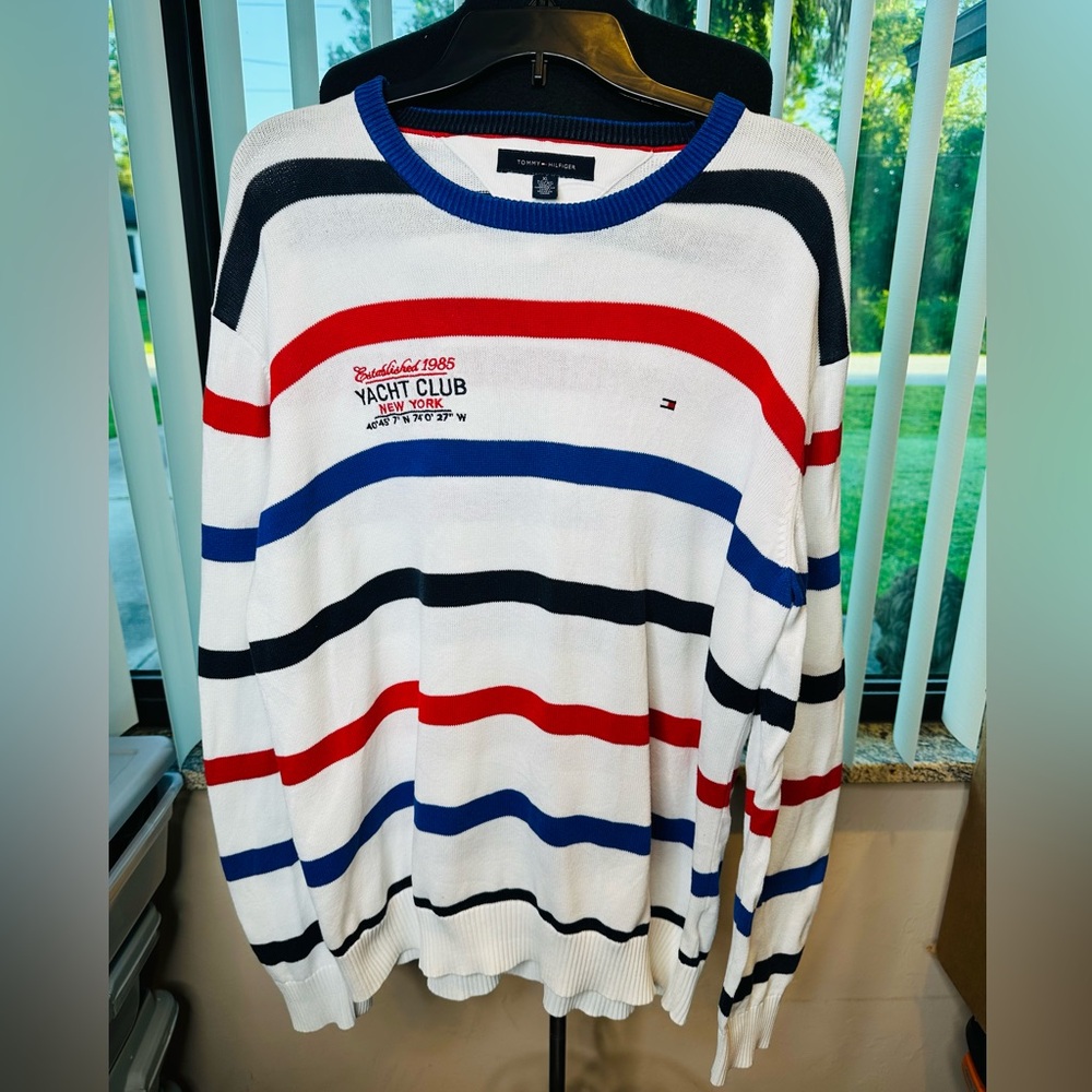 Tommy Hilfiger Crew Neck Sweater Vintage 90s Yacht Club New York 1985 Size XL